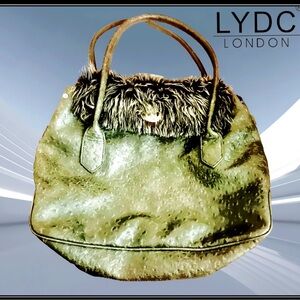 Olive Green Faux Snakeskin &  Faux Fur Women's Bag